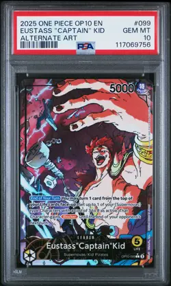 2025 ONE PIECE OP10-ROYAL BLOOD ALTERNATE ART #099 EUSTASS "CAPTAIN" KID PSA 10 - Image 1
