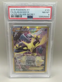 2016 Pokemon XY, FA Alakazam EX # 125 Fates Collide -Secret PSA 8 - Image 1