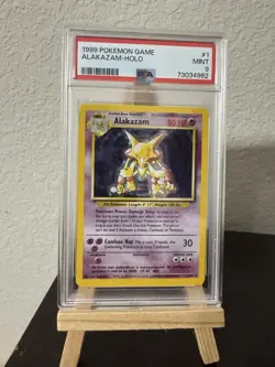 Pokemon TCG Alakazam Base Set Holo Card 1/102 Unlimited Rare PSA 9 - Image 1