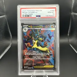 2025 Pokemon Mega Evolutions EN Mega Lucario Ultra Rare Graded PSA 10 Slab - Image 1