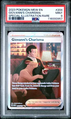 2023 POKEMON MEW EN-151 SPECIAL ILLUSTRATION RARE #204 GIOVANNI'S CHARISMA PSA 9 - Image 1