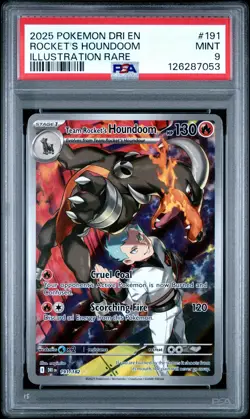 2025 POKEMON DESTINED RIVALS ILLUSTRATION RARE #191 TEAM ROCKET'S HOUNDOOM PSA 9 - Image 1