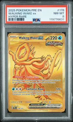 2025 POKEMON PRE EN-PRISMATIC EVOLUTIONS HYPER RARE #178 WALKING WAKE EX PSA 8 - Image 1
