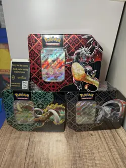 Pokemon TCG Scarlet&Violet Paldean Fates Collector 3x Tin Set (Sealed) - Image 1