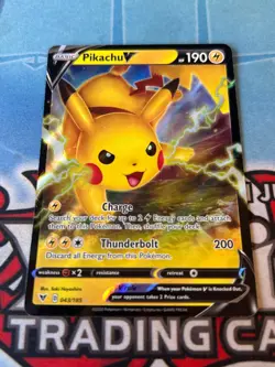 Pokemon TCG - Pikachu V - 043/185 - Rare Holo V - Vivid Voltage NM - Image 1