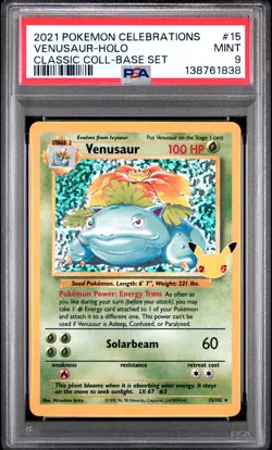 Venusaur Holo 15 Celebrations Classic Collection Pokemon PSA 9 *838 - Image 1