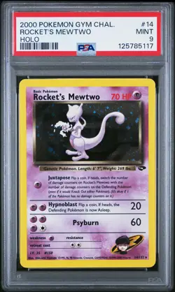 2000 POKEMON GYM CHALLENGE HOLO #14 ROCKET'S MEWTWO PSA 9 - Image 1