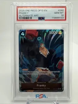 2024 ONE PIECE English OP10-ROYAL BLOOD ALTERNATE ART #090 FRANKY PSA 10 - Image 2