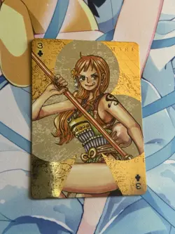 Official One Piece Jump Gold Playing Card Mint - Nami Three of Clubs - Image 1