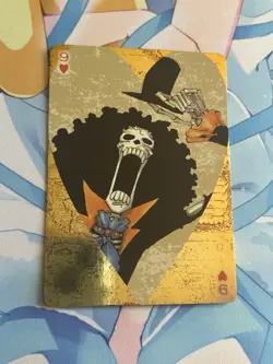 Official One Piece Jump Gold Playing Card Mint - Brook Skeleton Nine of Hearts - Image 1