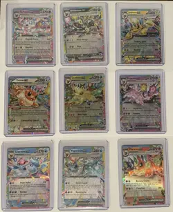 Prismatic Evolutions English 9 Card Eeveelution EX Complete Set NM - Image 1