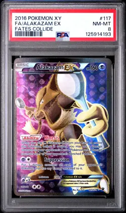 2016 POKEMON XY FATES COLLIDE #117 FULL ART/ALAKAZAM EX PSA 8 - Image 1