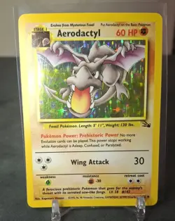 Pokemon Aerodactyl 1/62 Holo Rare Unlimited Fossil, WOTC 1999-2000 LP-MP - Image 1