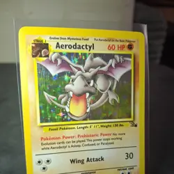 Pokemon Aerodactyl 1/62 Holo Rare Unlimited Fossil, WOTC 1999-2000 LP-MP - Image 3