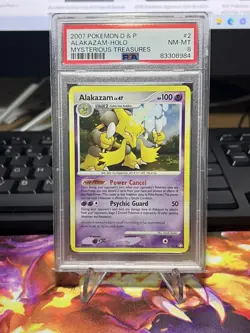 2007 Pokemon D & P Mysterious Treasures #2 Alakazam - Holo PSA 8 - Image 1