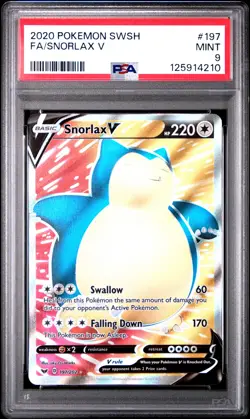 2020 POKEMON SWORD & SHIELD #197 FULL ART/SNORLAX V PSA 9 - Image 1