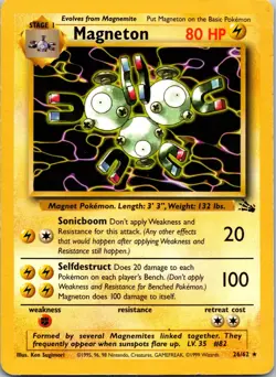Pokemon TCG Magneton 26/62 Rare Non-Holo Card Fossil HP - Image 1