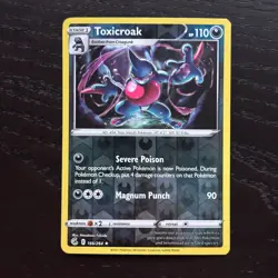 Toxicroak 166/264 Pokemon Fusion Strike Sword & Shield Reverse Holo Rare Card NM - Image 1