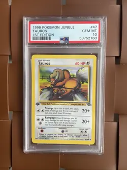 1999 Pokemon TCG Jungle Tauros Card 47/64 1st Edition PSA 10 - Image 2
