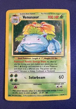 Pokemon TCG Venusaur Base Set Holo Unlimited Rare Card 15/102 1999 WOTC DMG - Image 1