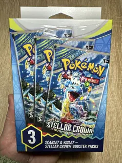 Pokemon Scarlet & Violet Stellar Crown 3 Booster Packs Box New Sealed - Image 1