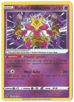 Radiant Alakazam 059/195 - Pokemon TCG Silver Tempest - Holo Radiant Shiny - NM - Image 1