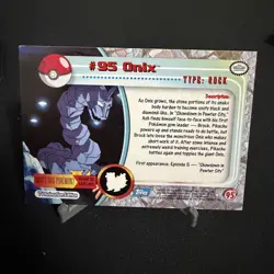 2000 Topps Pokemon TV Animation Edition Onix #95 Blue Topps Logo NM-MT - Image 2