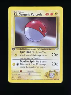 Pokemon TCG - Lt. Surge's Voltorb Gym Heroes 84/132 1st Edition Common - LP - Image 1