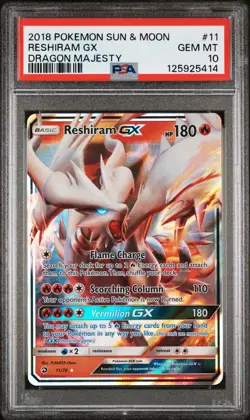 2018 POKEMON SUN & MOON DRAGON MAJESTY #11 RESHIRAM GX PSA 10 - Image 1