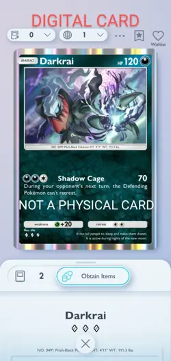 Darkrai Pokemon Pocket Mobile Game Mega Rising Set ◇◇◇ Rare Cards For Trade - Image 1