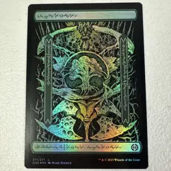 Magic the Gathering Forest (Full Art) 266/271 Foil Land Phyrexia - Image 1