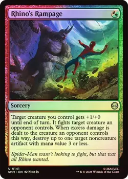 NM Foil Rhino's Rampage, MTG, Marvel's Spider-Man, Magic the Gathering, 141 - Image 1
