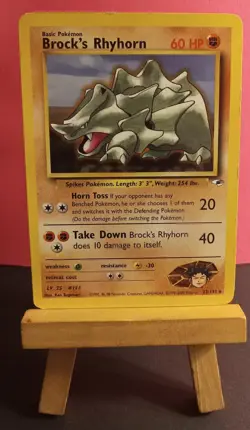 Pokemon TCG Brock's Rhyhorn 22/132 Gym Heroes Unlimited Regular Non-Holo Rare LP - Image 3