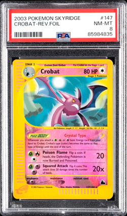 Vintage E-reader 2003 POKEMON SKYRIDGE #147 CROBAT REVERSE FOIL PSA 8 - Image 1