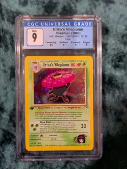 Erika's Vileplume Pokemon 2000 Gym Heroes 1st Edition 5/132 Holo CGC 9 Mint - Image 1