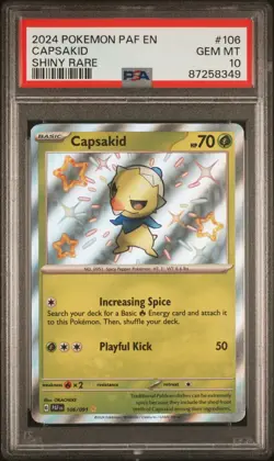 2024 Pokemon Paldean Fates CAPSAKID #106 Shiny Rare Holo PSA 10 Gem Mint - Image 1