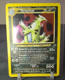 READ!! Tyranitar 12/75 Holo Pokemon 2001 Neo Discovery HP-DMG - Image 1