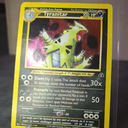 READ!! Tyranitar 12/75 Holo Pokemon 2001 Neo Discovery HP-DMG - Image 3
