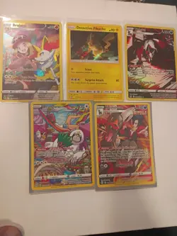 Pokemon 5 Card Lot Pokemon Braixen Thievul Oranguru Houndoom Detective Pikachu - Image 1