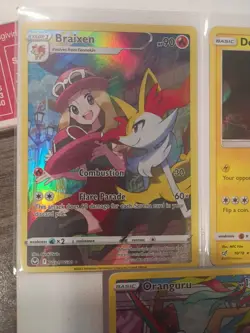 Pokemon 5 Card Lot Pokemon Braixen Thievul Oranguru Houndoom Detective Pikachu - Image 2