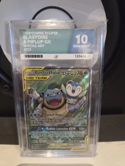 Ace 10 Graded Cosmic Eclipse 215/236 Blastoise & Piplup GX Alt Art Pokemon Card - Image 1
