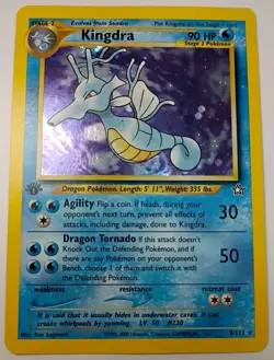 Pokemon Kingdra 8/111 Rare Holo 1ST EDITION Neo Genesis Card SWIRL LP - Image 1
