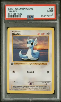 1999 POKEMON GAME 1ST ED #26 DRATINI PSA 9 - Image 1