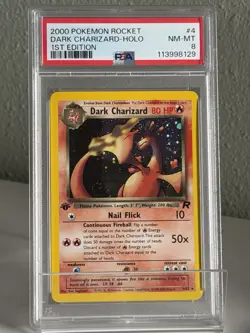 2000 Pokemon Rocket 1st Edition: # 4 Dark Charizard Holo PSA 8 NM-MT SWIRL - Image 1