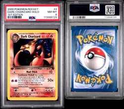 2000 Pokemon Rocket 1st Edition: # 4 Dark Charizard Holo PSA 8 NM-MT SWIRL - Image 4