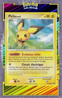 🌈Pichu - DP07:Tempete - 45/100- Carte Pokemon Francaise - Image 1