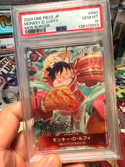 PSA10 GEM MINT Monkey D. Luffy P-080 MOS Burger Promo One Piece Card 2024 JP - Image 1