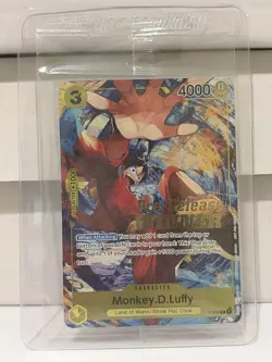 Monkey D. Luffy OP04 Pre Release Winner SEALED P-036 One Piece Card English NM - Image 1