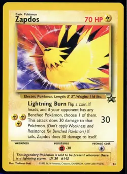 Pokemon TCG Card - Zapdos #23 WoTC Black Star Promo LP- Vintage - Image 1