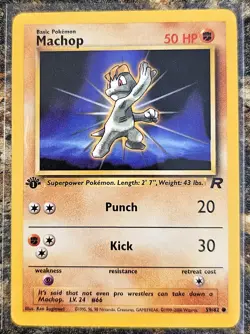 Pokemon 2000 Team Rocket 1st Edition Machop 59 NM or Better - Image 1